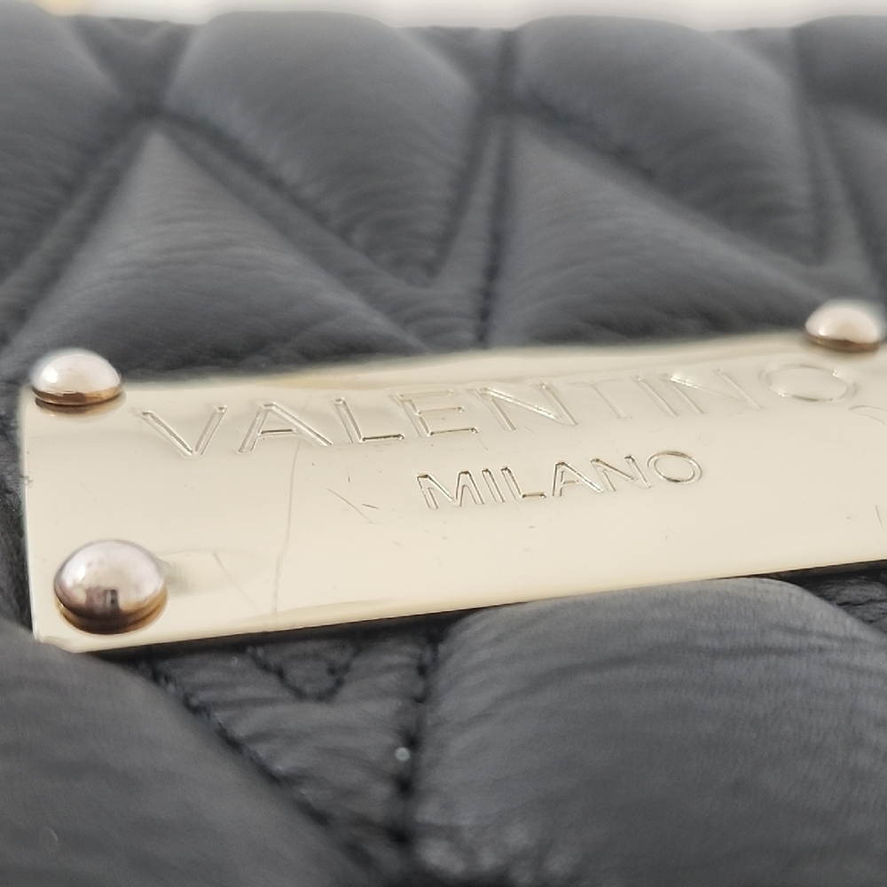 Valentino Black Quilted Leather Shoulder Bag With Removable Chain Straps 10x 7 - Picture 7 of 16